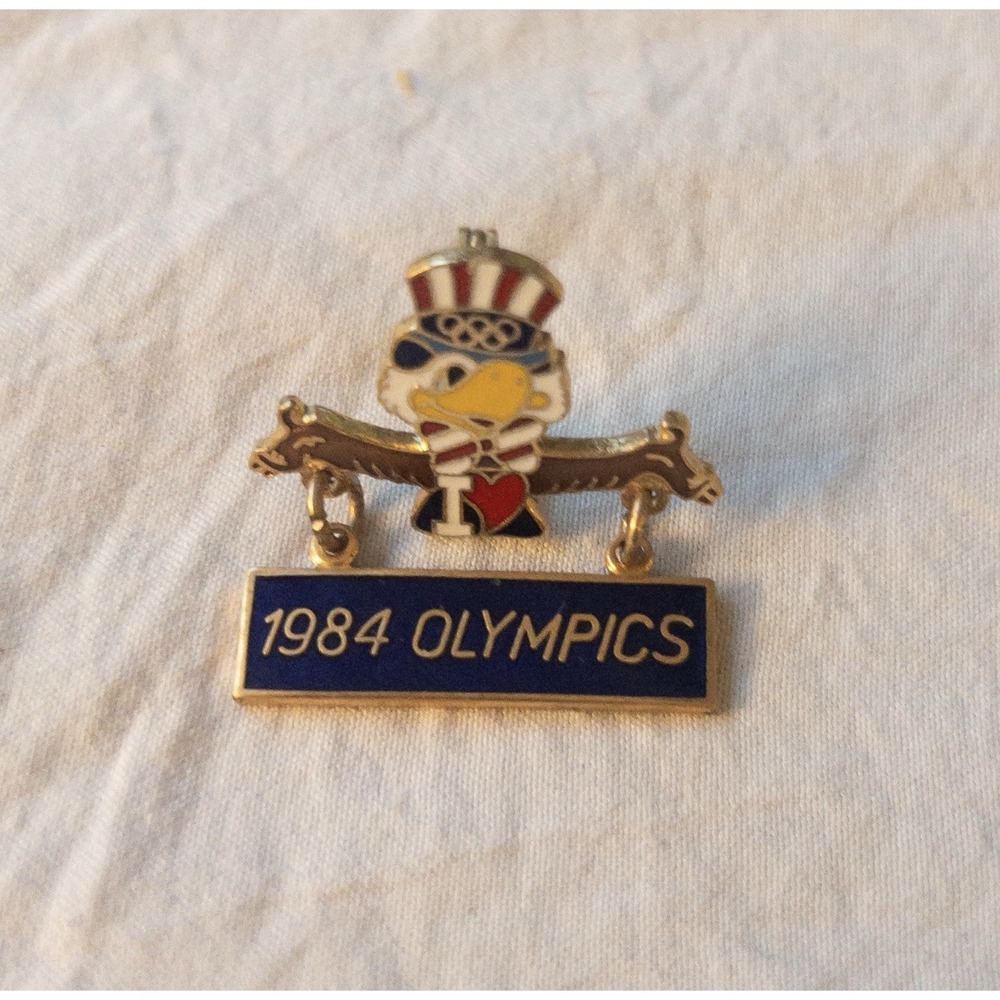 Limited Edition 1984 Los Angeles Olympics Sam The Eagle Pin "I ❤️ 1984 Olympics"